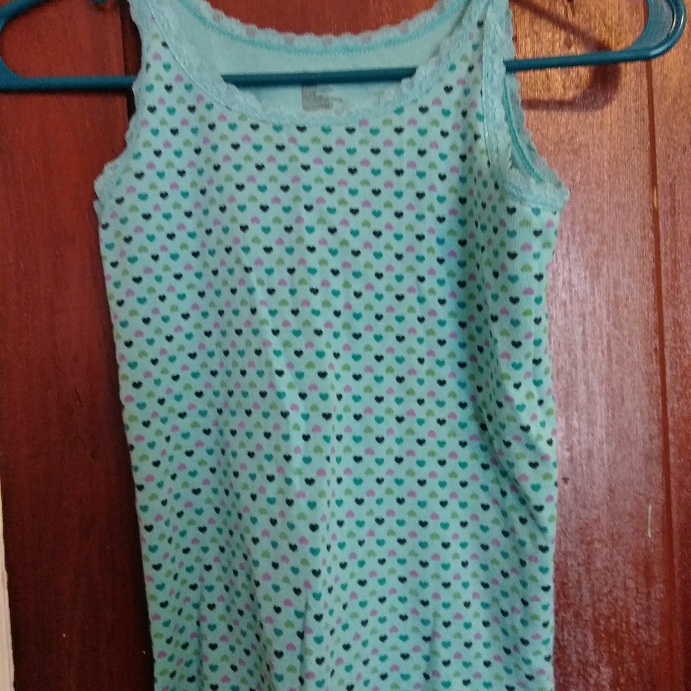 Tank top with hearts and lace trim